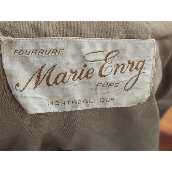 Vintage Marie Enny Real Mink Fur Coat Genuine FoxFur Collar Tiger Stripe Pattern - Picture 9 of 15